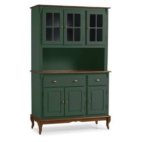 Cristaleira Arca e Oratório 6 Portas 2 Gavetas Hannover 60804 - Verde Musgo/Imbuia Glazer