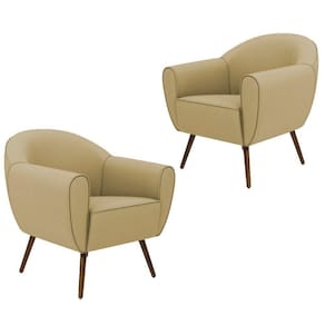 Kit 02 Poltronas Nina D02 Liso Bege Escuro C-68