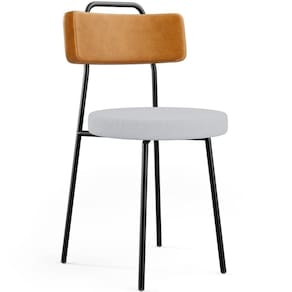 Cadeira Decorativa Estofada Para Sala De Jantar Barcelona L02 Couríssimo Whisky Linho Cinza