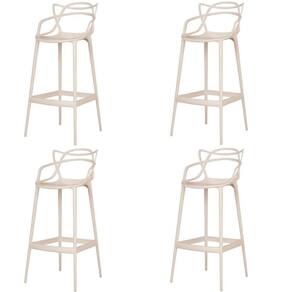 Kit 4 Banqueta Aviv Allegra Solna Fratini 109 Cm (altura) Polipropileno Cor Fendi