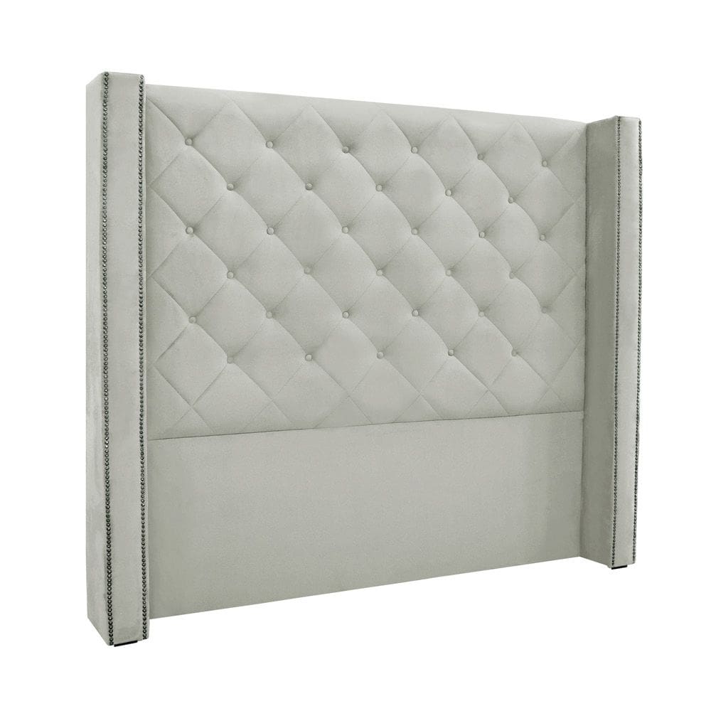 Cabeceira Cama Box Solteiro 90cm e Recamier Vicenza Veludo Prata S04 - D`Rossi