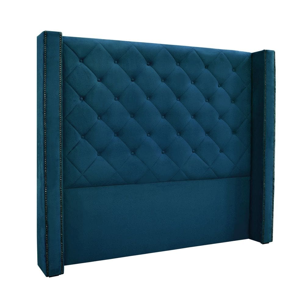Cabeceira Cama Box Casal 140cm e Recamier Vicenza Veludo Azul Marinho S04 - D`Rossi