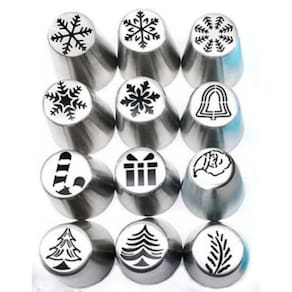 Kit Bicos De Confeitar Russo Decorativos Natalino 12 Peças Inox