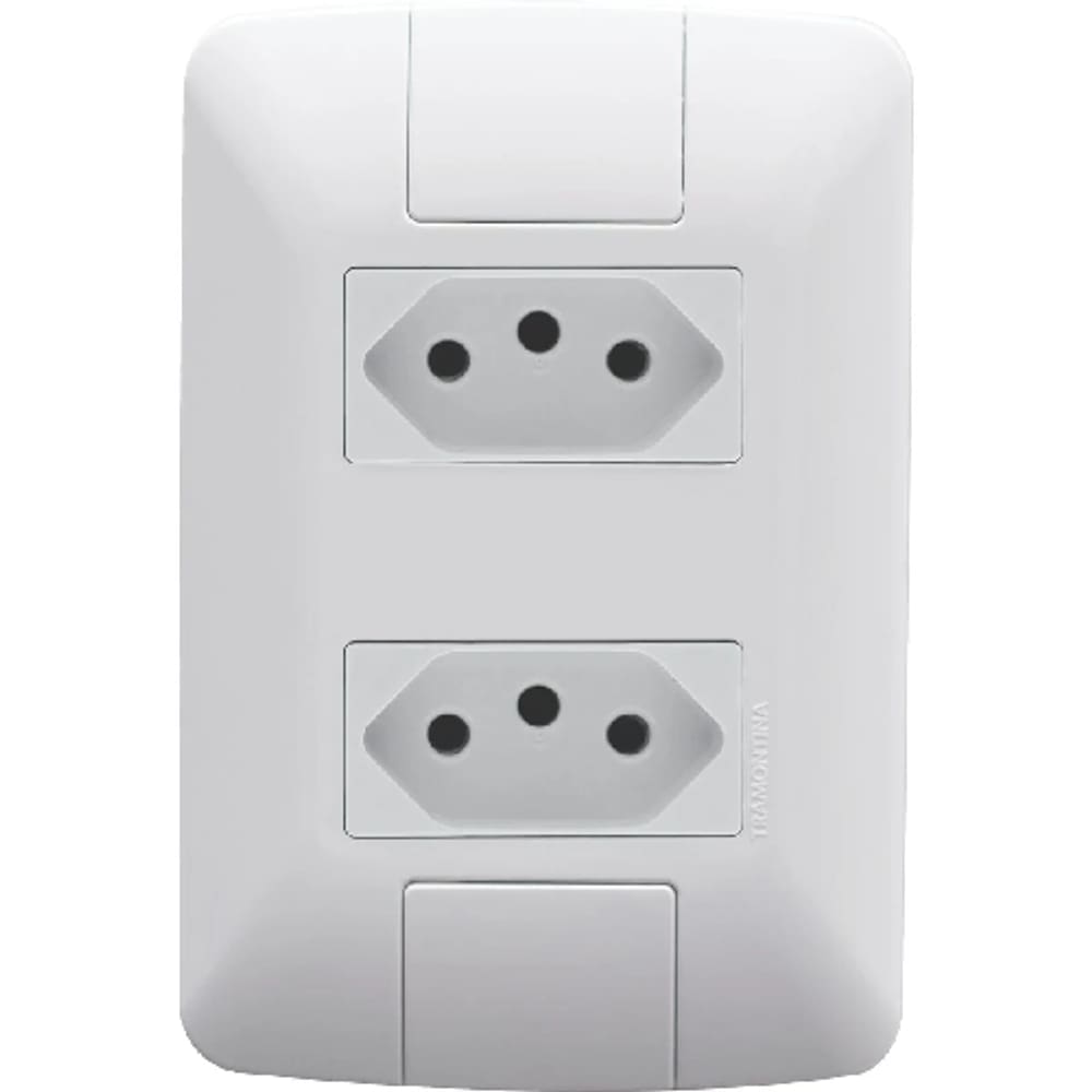 Conjunto Placa + 2 tomadas 10A Aria Branca - Tramontina
