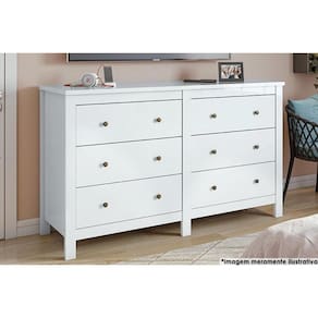 Cômoda Solteiro Horizontal Maggiore c/ 6 Gavetas Branco - Lopas