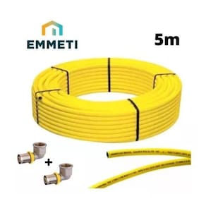 Kit tubo pex multicamada 16mm amarelo emmeti + conexões 5m