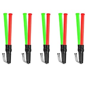 Bastao Sinalizador 2 Cores Kit 5 Unidades  Grande Led Fluorescente Fiscalizaçao Estacionamento