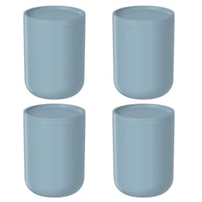 4x Porta Algodão Cotonete Banheiro OU Bold Azul com Tampa