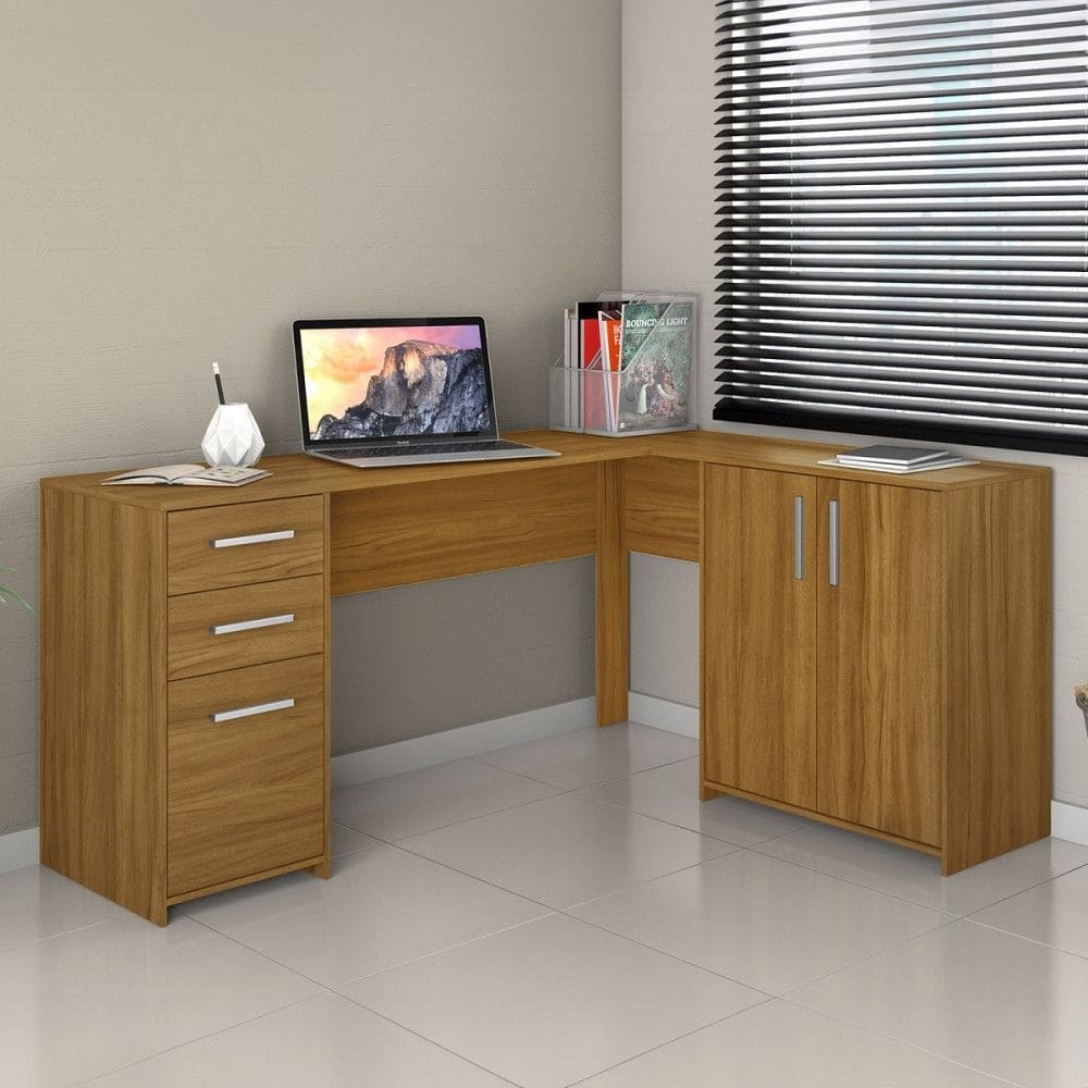 Mesa de Canto para Escritório 2 Portas 3 Gavetas NT 2005 Notável