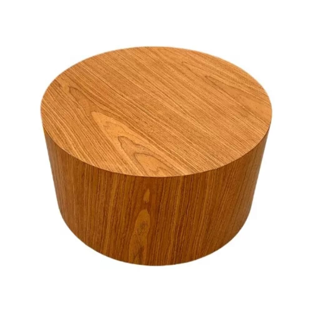 Mesa De Centro Cone Redonda Cilíndrica 90 cm Base Madeira Freijó Tampo Freijó