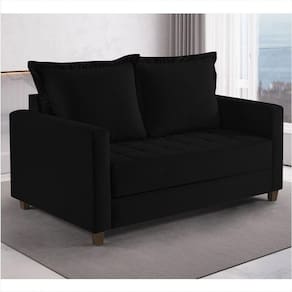 Sofa Cama Frisa Colchao Casal Talento Móveis Preto/Castanho