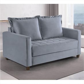 Sofa Cama Frisa Colchao Casal Talento Móveis Cinza/Castanho