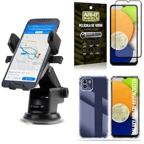 Kit capa a03 + suporte veicular ventosa automático +película