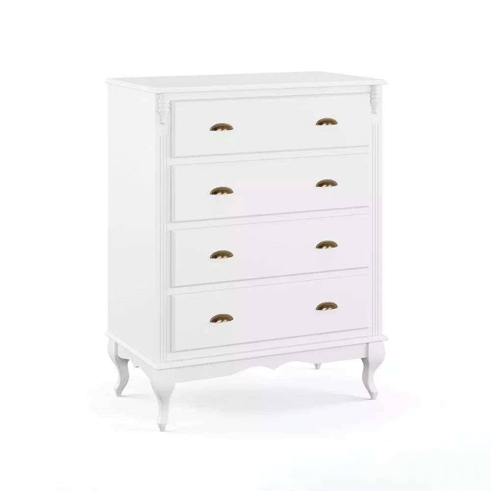 Cômoda de Madeira 4 Gavetas Pés Luis Xv 60816 Hannover - Branco