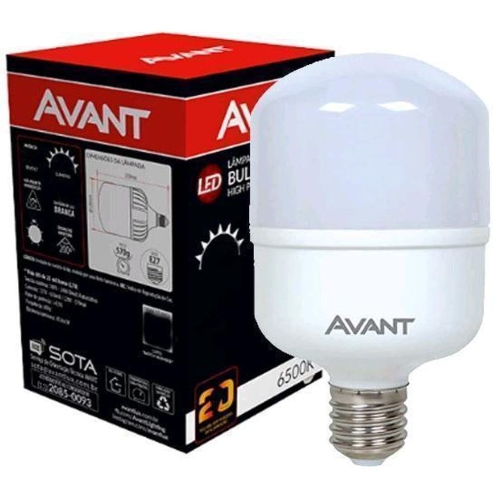 Lâmpada 40w led alta potência avant branca para galpão casa