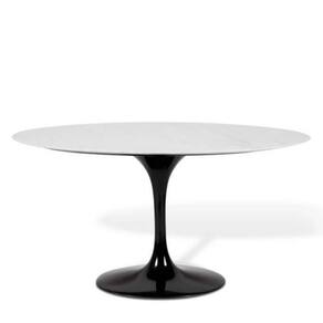 Mesa de Jantar Saarinen Oval 244x137 cm Mármore Carrara Base Preta