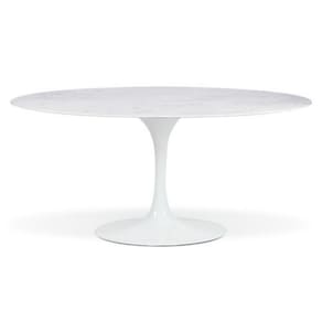 Mesa de Jantar Saarinen Oval 198x122 cm Mármore Branco Extra Base Branca