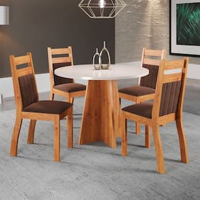 Mesa de Jantar 4 Lugares Senegal Blonde/Bombom - Panorama Móveis