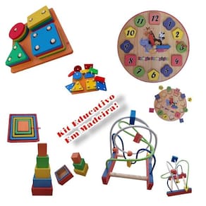 Kit brinquedo educativo em madeira primeira infancia vol 2
