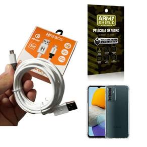 Capinha samsung m23 com cabo turbo tipo e película de vidro