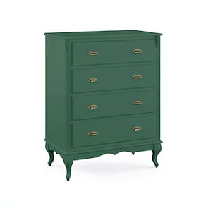 Cômoda de Madeira 4 Gavetas Pés Luis Xv 60816 Hannover - Verde Musgo