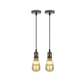 Kit 2 luminárias pendente bocal e27 lâmpada led vintage pêra