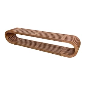 Banco Oval Ripado em Madeira Maciça 220x40x45 Sudeste Rústico