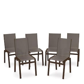 Kit 6 Cadeiras Jantar Gourmet Alumínio Marrom Tela Fendi
