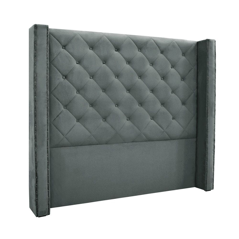 Cabeceira Cama Box Queen 160cm e Recamier Vicenza Veludo Cinza S04 - D`Rossi