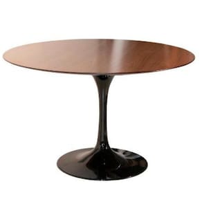 Mesa de Jantar Tulipa Saarinen Redonda 130 cm Tampo Imbuia Base Preta