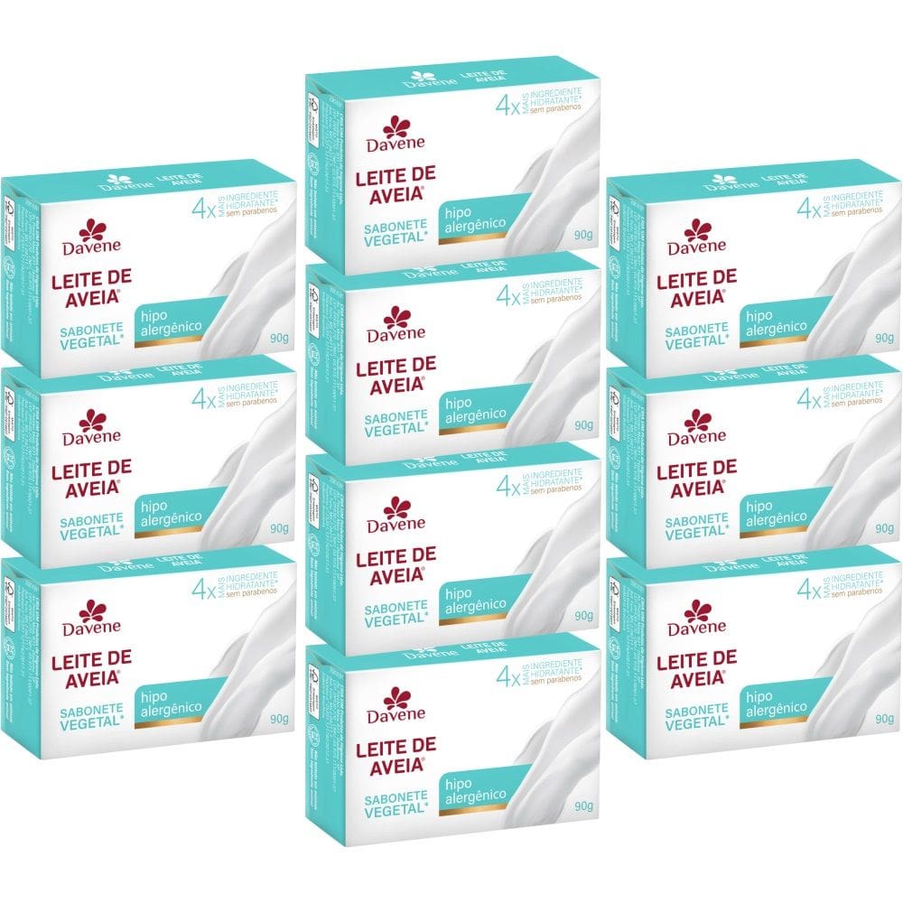 10UN Sabonete Vegetal Leite Aveia Hipoalergenico 90g Davene