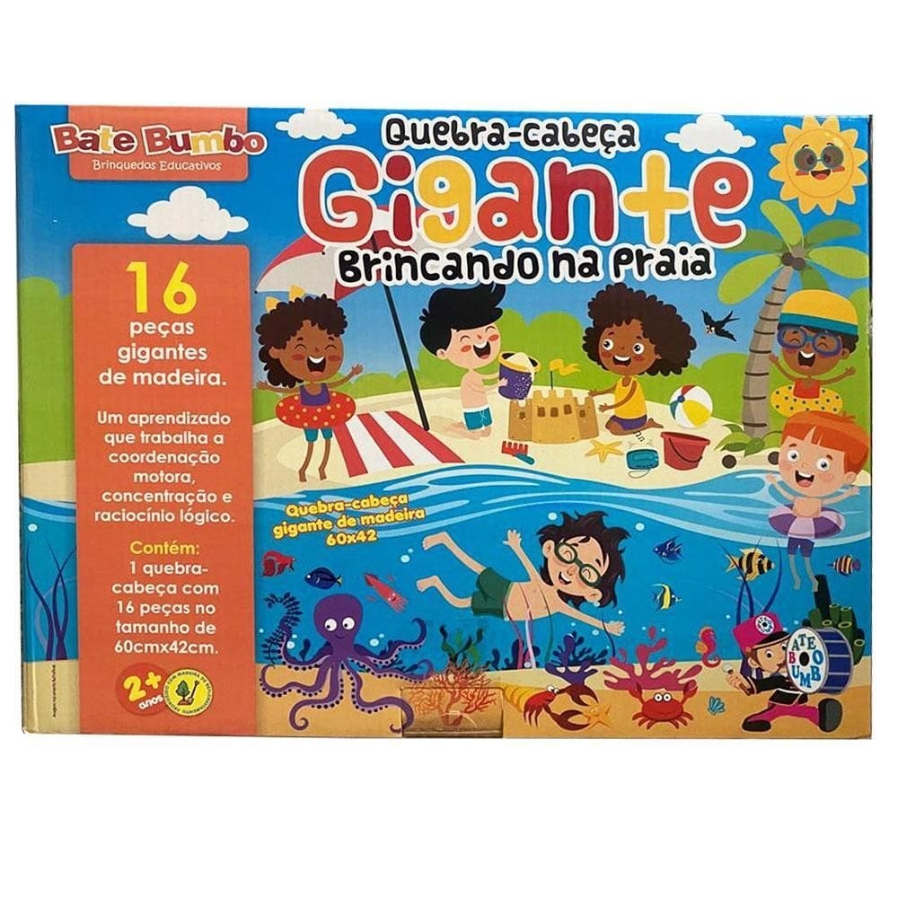 Meu primeiro quebra-cabeça gigante brincando na praia em mdf