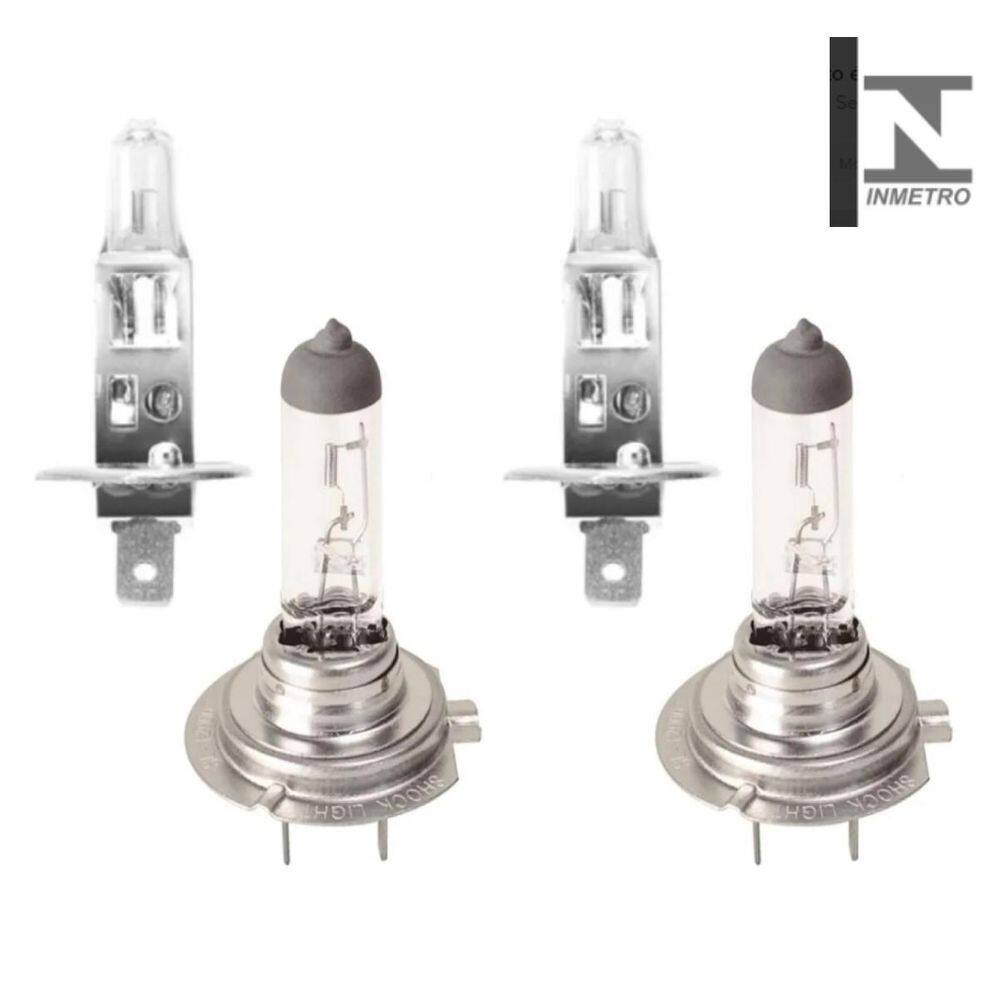 Kit lampada farol alto baixo foco duplo h1 h7 12v 55w