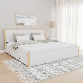 Cama King 4 Gavetas Íris Cabecasa Madeiramadeira Branco/Natural
