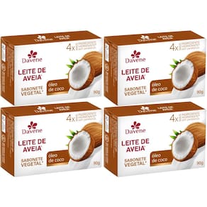 4UN Sabonete Vegetal Leite De Aveia Oleo De Coco 90g Davene
