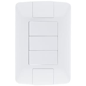 Conjunto placa + 3 Interrupitor Simples 6A Aria Branca - Tramontina