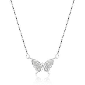 Colar gargantilha prata 925 borboleta pingente zircônia 24p