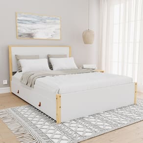 Cama Casal 4 Gavetas Íris Cabecasa Madeiramadeira Branco/Natural