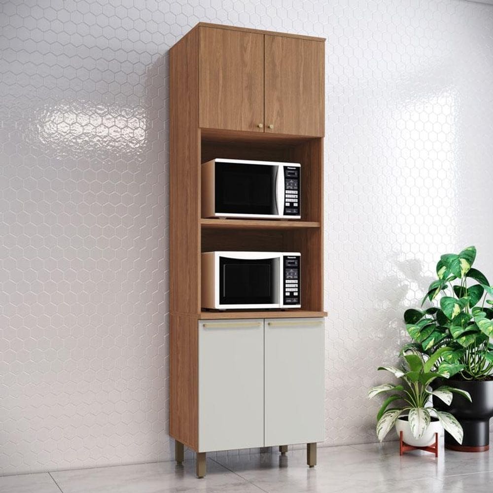 Armário Paneleiro Torre Quente 2 Fornos Ambiente Requinte Nature Nature Areia Hp - Henn