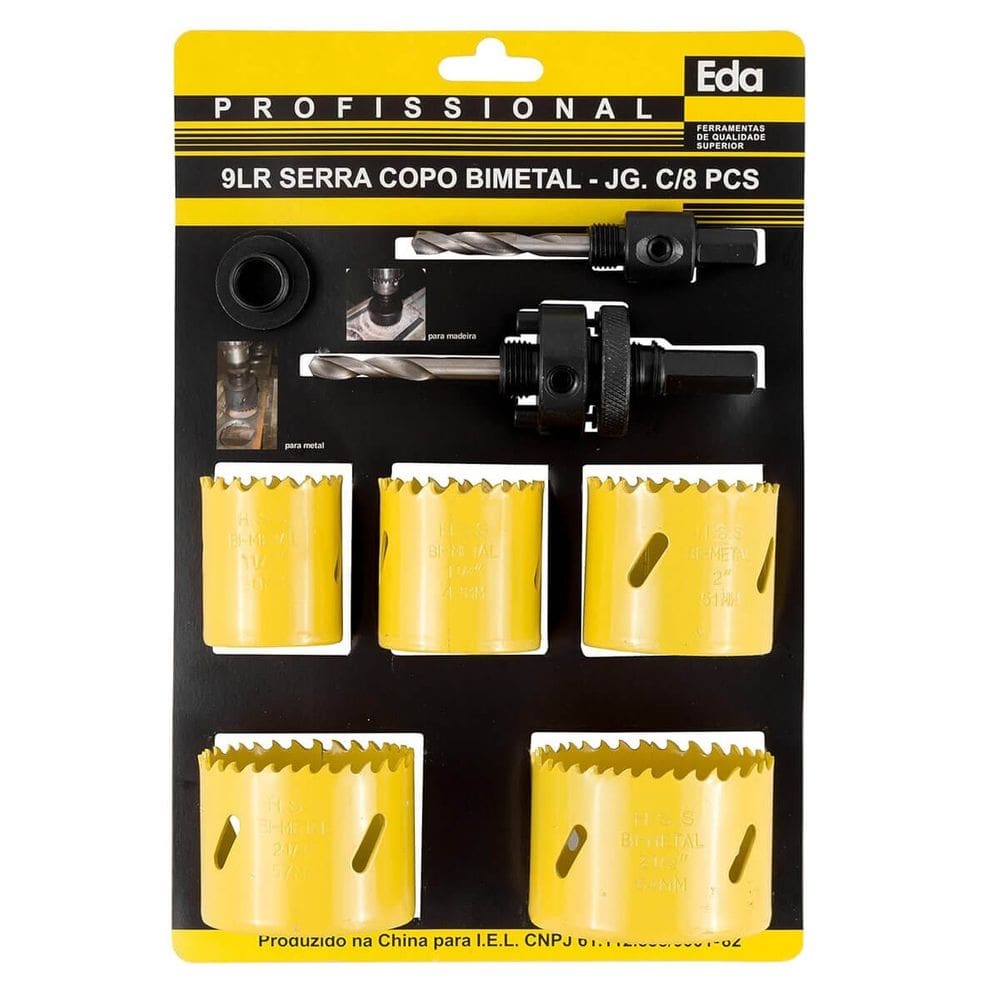 Jogo Serra Copo Bimetal 8 Peças 9LR Eda