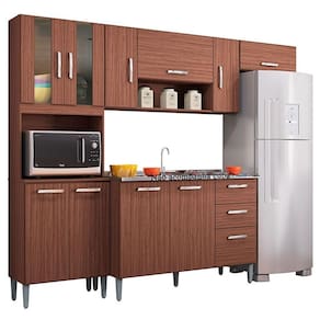Cozinha com Balcão de Pia Lavínia Capuccino Off White - Poquema