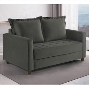Sofa Cama Frisa Colchao Casal Talento Móveis Prata/Castanho