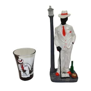 Kit zé pelintra copo + escultura em resina 18 cm