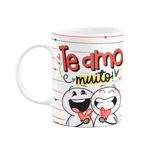 Caneca funny Namorados - Te amo muito! Branca - 325ml