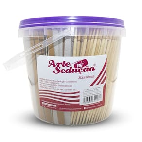 Kit 400 lixas pardas + 400 palitos duas pontas bambu unhas