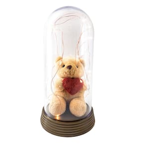 Luminária urso de pelúcia coração presente namorada g ouro