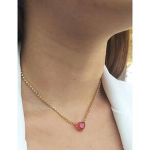 Choker De Strass Com Pedras Coração Coloridas Folheado A Ouro 18K Premium