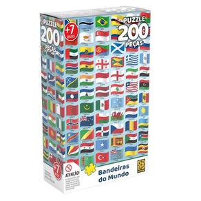 Quebra-cabeça puzzle bandeiras do mundo 200 peças grow 4034