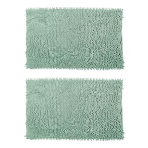 Kit 2 tapetes bolinhas macio 38x58cm banheiro verde água