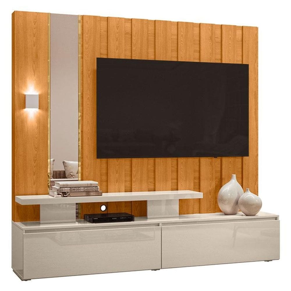 Estante Home Theater com Bancada Zeus Cinamomo Off White – Madetec